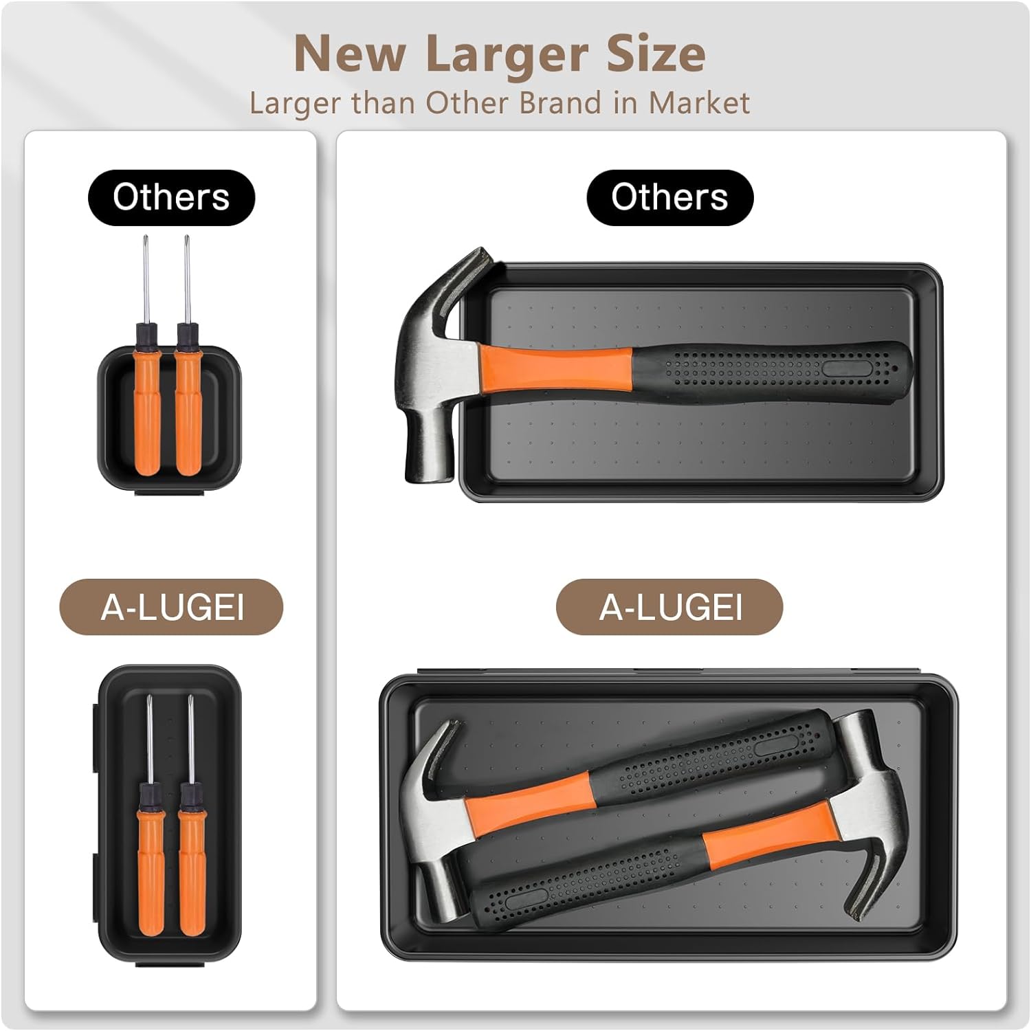 A-LuGei 【More Larger Size】 【69 PCS-5 Size】 Tool Box Organizer Tray Divider Set【Black】 Desk Drawer Organizer Bin, Garage Organization and Storage Toolbox for Rolling Tool Chest Cart Cabinet WorkBench