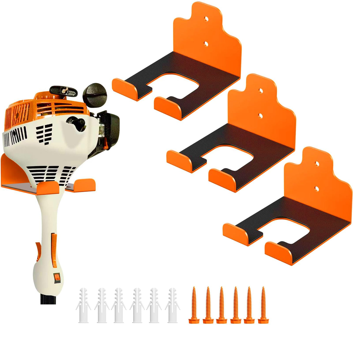 JNIHEEP Garage Organizer Trimmer Rack, Garden Power Tool Hanger Weed Whackers Holder Wall Mounted for Grass Trimmer, Hedge Trimmer, Garage Trimmer, Garden Tools,1 Pack
