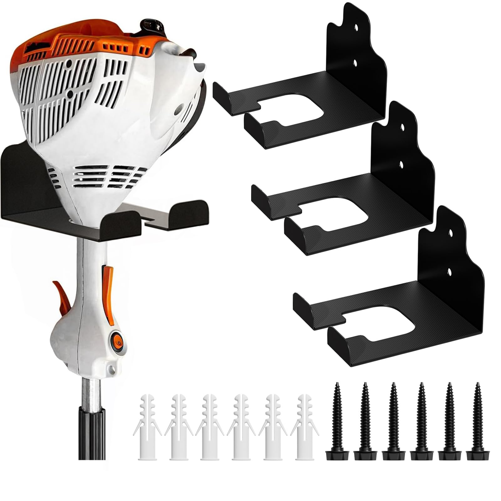 JNIHEEP Garage Organizer Trimmer Rack, Garden Power Tool Hanger Weed Whackers Holder Wall Mounted for Grass Trimmer, Hedge Trimmer, Garage Trimmer, Garden Tools,1 Pack
